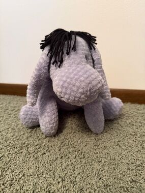 Vintage Disney Eeyore Chenille Plush - Light Purple with Black Mane